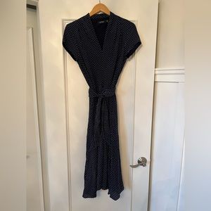 Ralph Lauren A-Line Navy Polka Dot Dress